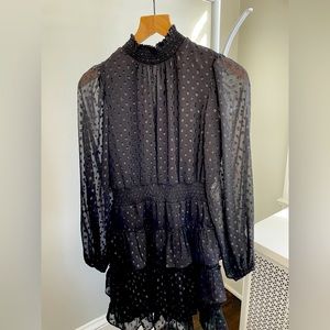 Express Mock Neck Long sleeve tiered ruffle dress
